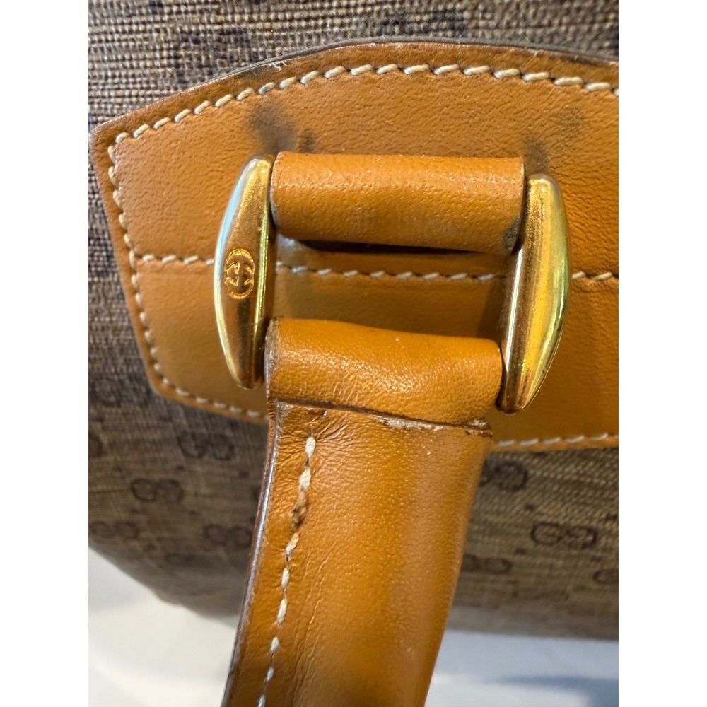 Gucci Microguccissima Satchel Medium Tan Brown Vintage Crossbody Bag Purse‎ - Picture 11 of 13
